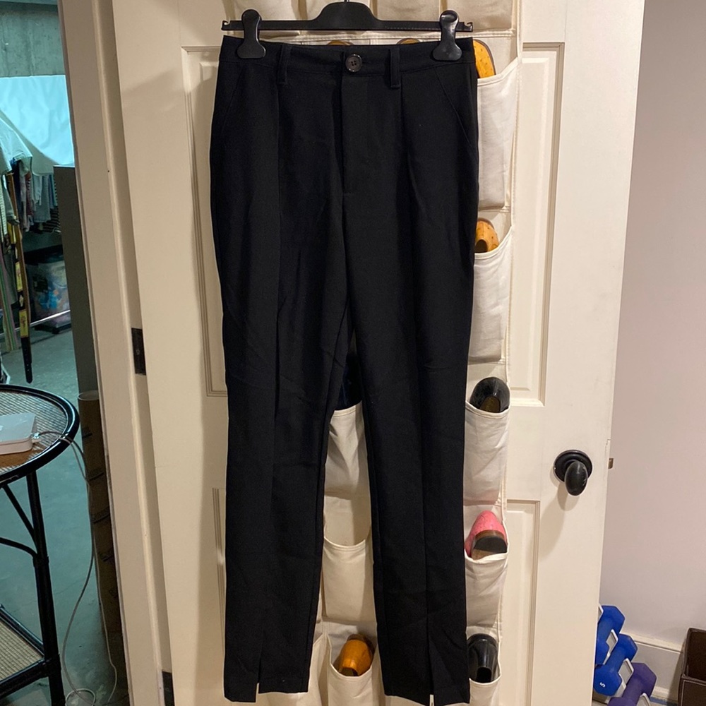 Danielle Bernstein by WeWoreWhat SLIT STRETCH HERRINGBONE TWILL PANTS. Size 6.